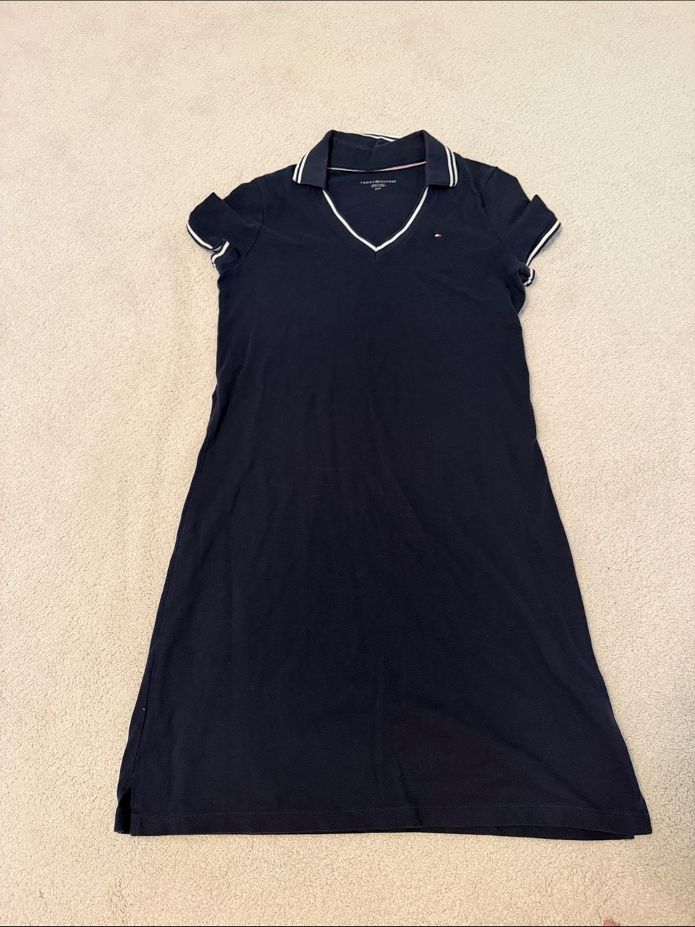 Tommy Hilfiger Navy Polo Dress with White Trim